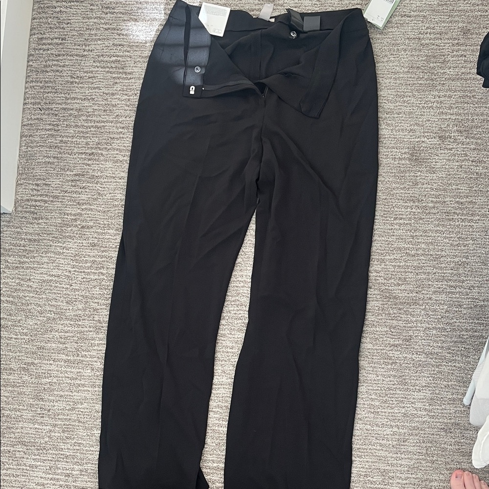 Woman’s High Wide Waist Black Business Pants